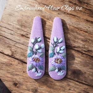 Embroidered Hair Clips